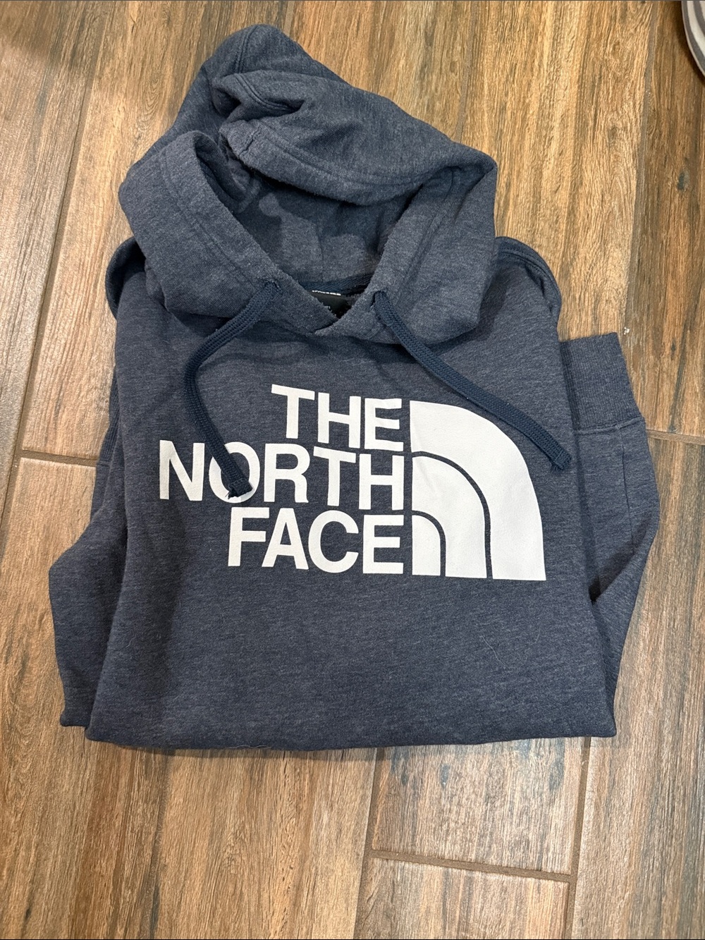 The North Face Men's Dark Blue Pullover Hoodie with White Logo